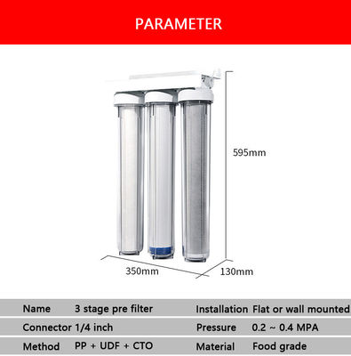 Powerful 3 Stage Whole House Water Filter System with Activated Carbon Filter Housing