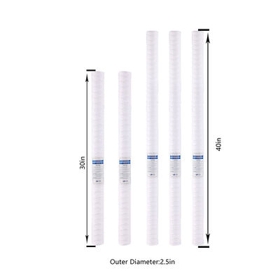 20-40 Inch Industrial String Wound Polypropylene Filter Cartridges For Food Beverage